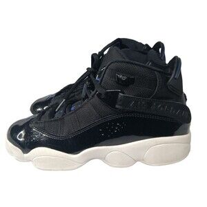 Air Jordan 6 Rings Size 5 Y Big Kids Basketball Shoes Black Blue 323419-01
